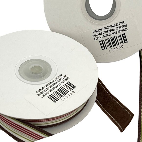 Stampin Up Ribbon Originals Alpine 2 Styles Brown & Striped Polyester Craft Supp - Picture 2 of 3